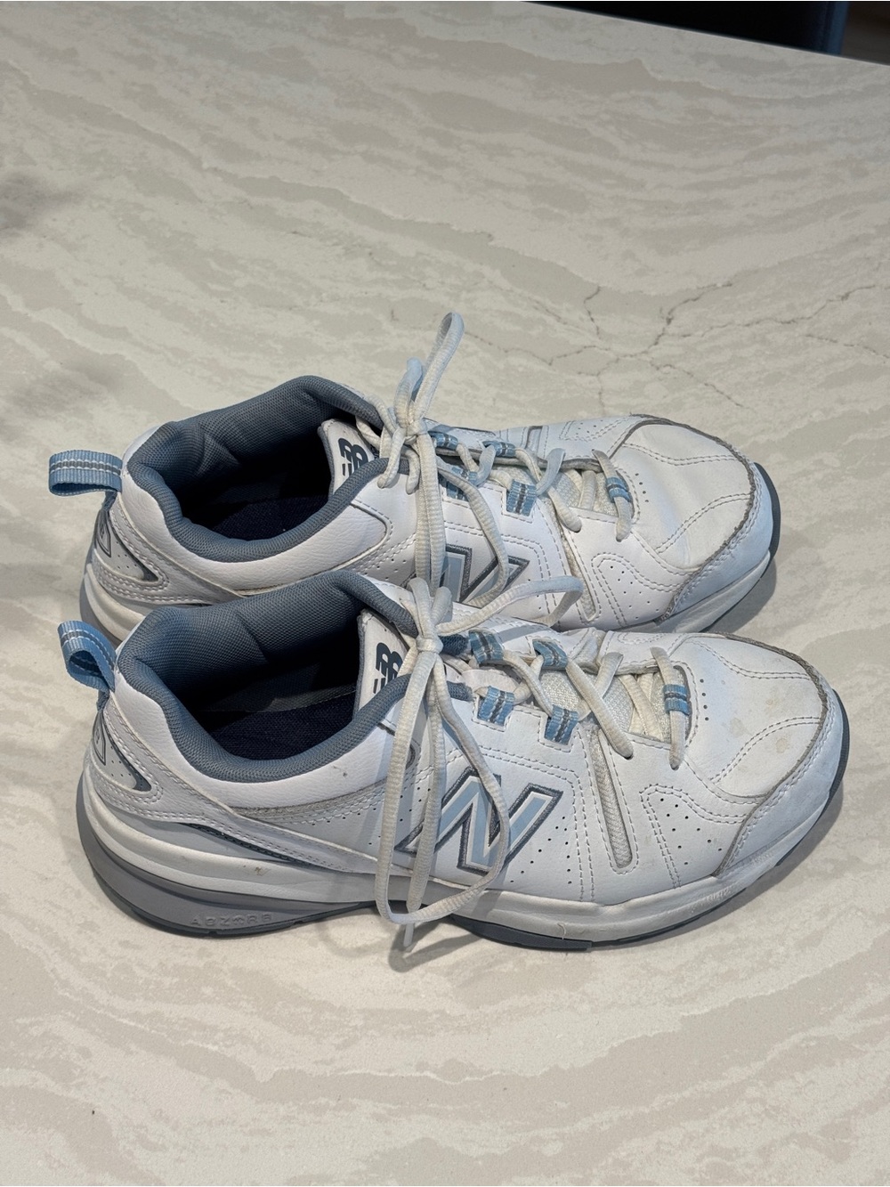 New Balance White and Light Blue Women's Athletic Sneakers